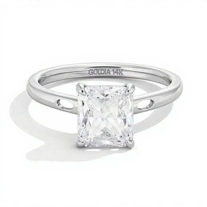 3.0 CT. Solitär-Verlobungsring mit Labordiamant im Radiant-Schliff in 14K Weißgold (F/VS2)