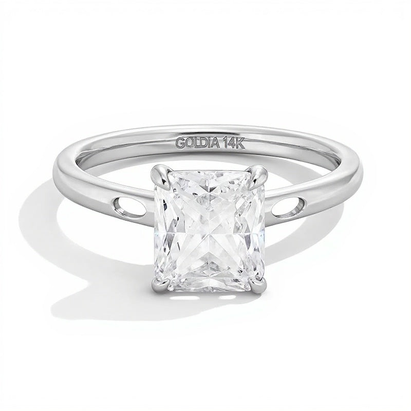3.0 CT. Solitär-Verlobungsring mit Labordiamant im Radiant-Schliff in 14K Weißgold (F/VS2)