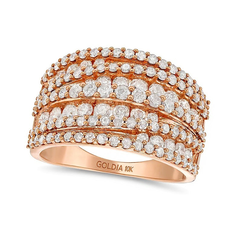 2.0 ct. Gesamtgewicht Diamant mehrreihiger Ring mit übereinander gelegtem Design in 10K Roségold