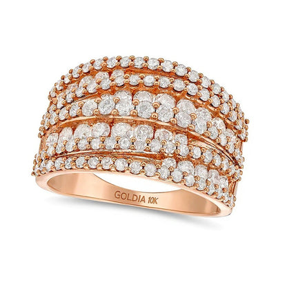 2.0 ct. Gesamtgewicht Diamant mehrreihiger Ring mit übereinander gelegtem Design in 10K Roségold