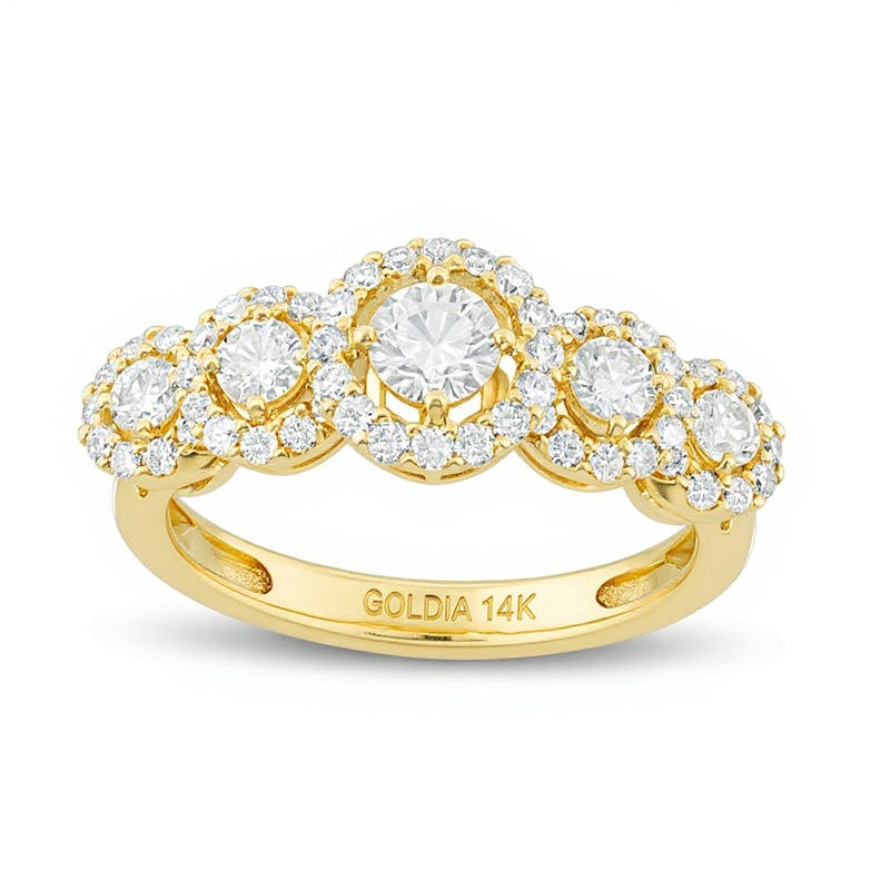 1.0 ct. Gesamtgewicht Diamant Fünfstein-Memoire-Ring in 14K Gelbgold