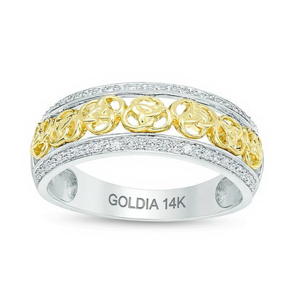 0.13 ct. Gesamtgewicht Diamant Love-Knot Ehering in 14K Bicolor-Gold