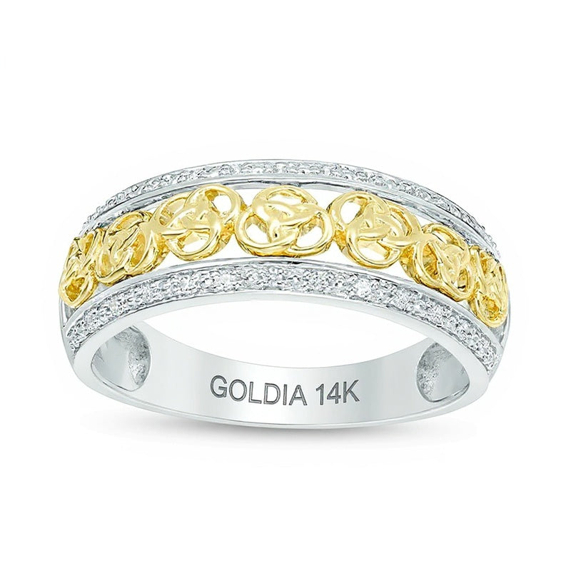 0.13 ct. Gesamtgewicht Diamant Love-Knot Ehering in 14K Bicolor-Gold