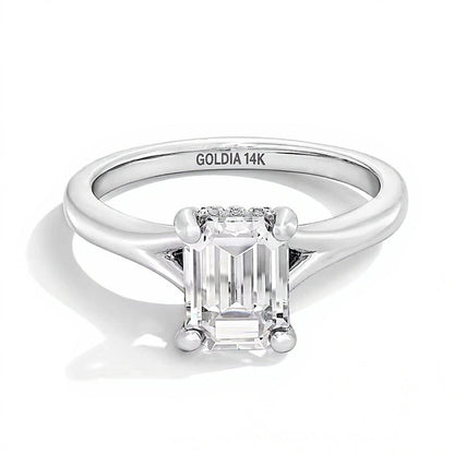 2.0 ct. Gesamtgewicht Solitär-Verlobungsring mit Labordiamant im Smaragdschliff in 14K Weißgold (F/VS2)