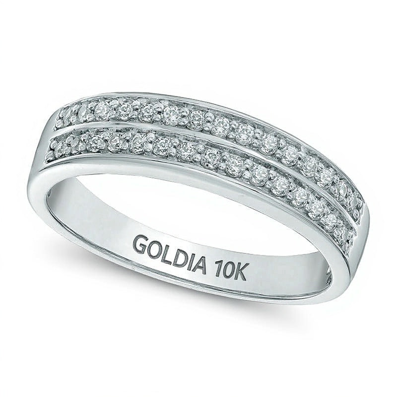 0.25 ct. Gesamtgewicht Diamant Ring zweireihig in 10K Weißgold
