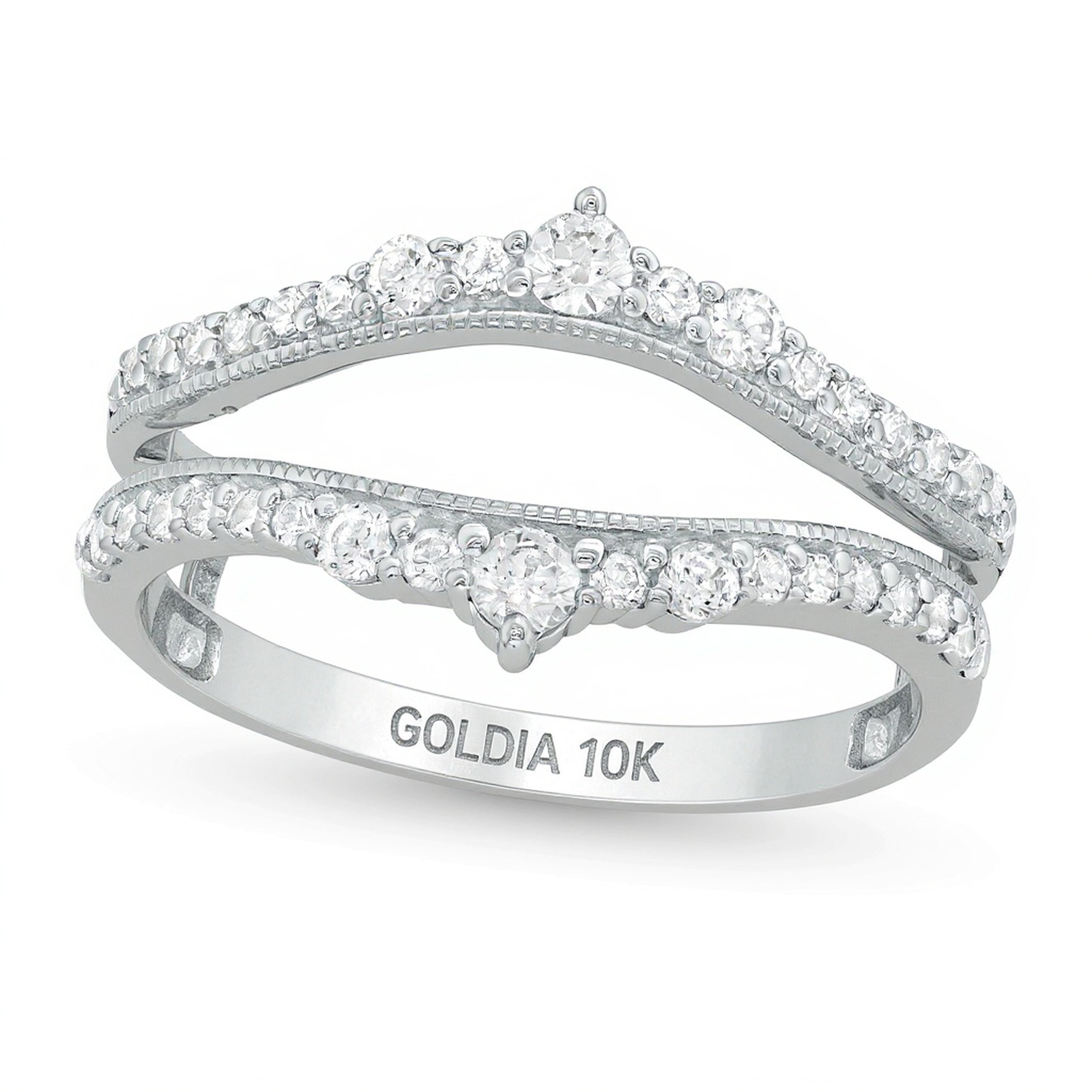 0.5 ct. Gesamtgewicht Diamant Solitär-Enhancer im Vintage-Stil mit Krone in 10K Weißgold