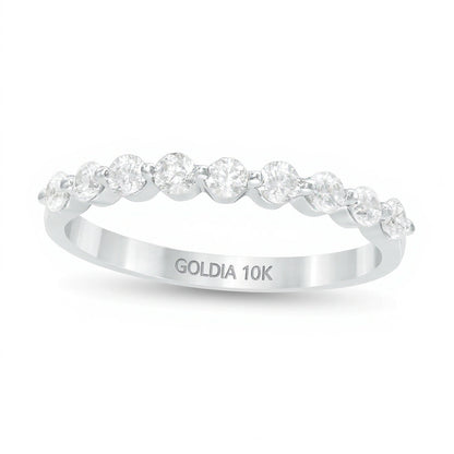 Memoire-Ring mit neun Diamanten 0.38 ct. Gesamtgewicht in 10K Weißgold