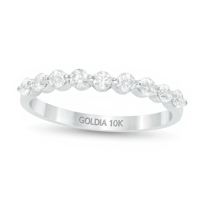 Memoire-Ring mit neun Diamanten 0.38 ct. Gesamtgewicht in 10K Weißgold