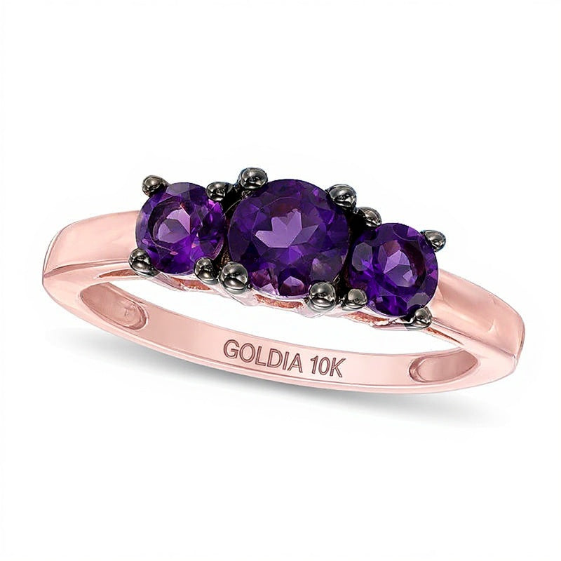 Amethyst Dreistein-Ring in 10K Roségold