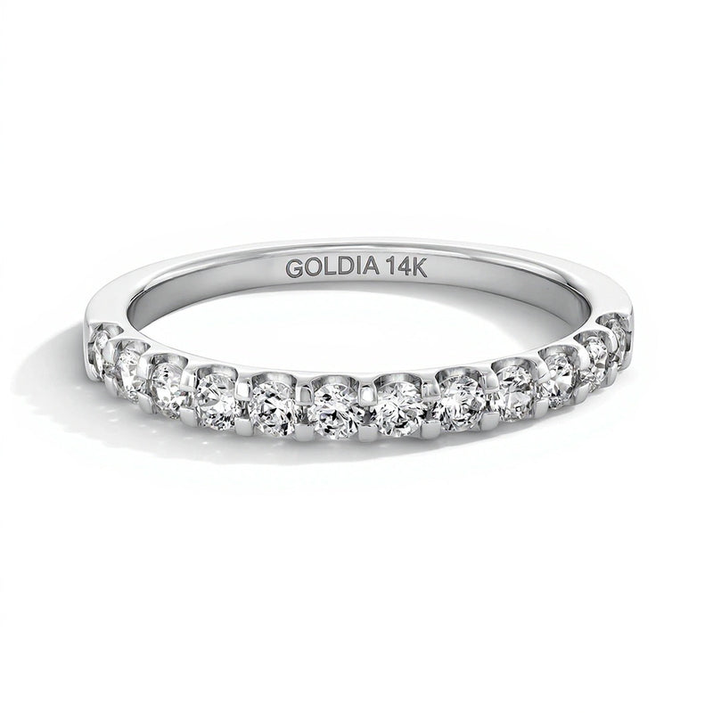 0.5 ct. Gesamtgewicht Diamant-Ring mit Krappenfassung in 14K Weißgold