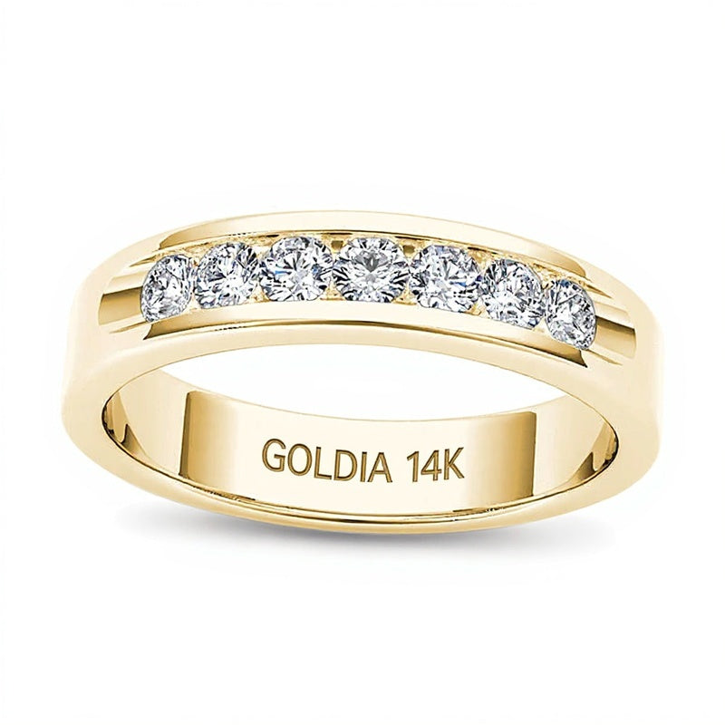 0,5 ct. Gesamtgewicht Diamant Ehering mit sieben Steinen in 14K Gelbgold