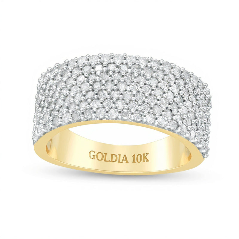 Mehrreihiger Ring mit Diamanten 1.0 ct. Gesamtgewicht in 10K Gelbgold