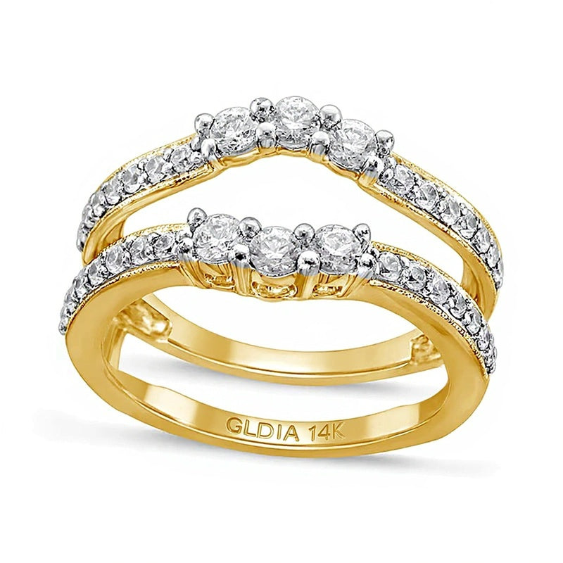 0.75 ct. Gesamtgewicht Diamant Solitär-Enhancer im Vintage-Stil in 14K Gelbgold
