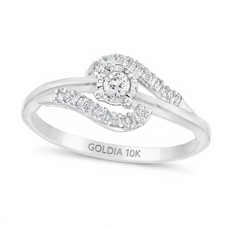 0,2 ct. Gesamtgewicht Diamant Bypass Freundschaftsring in 10K Weißgold