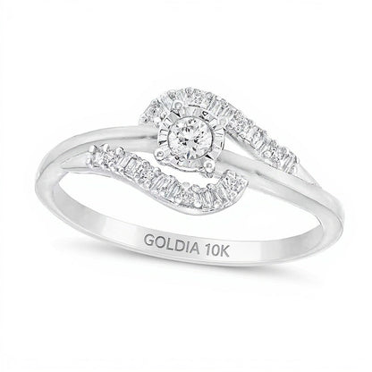 0,2 ct. Gesamtgewicht Diamant Bypass Freundschaftsring in 10K Weißgold