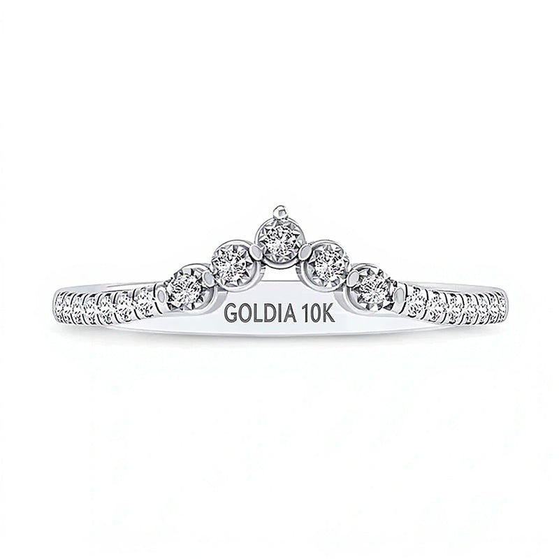 0.07 ct. Gesamtgewicht Diamant "V"-Ring in 10K Weißgold