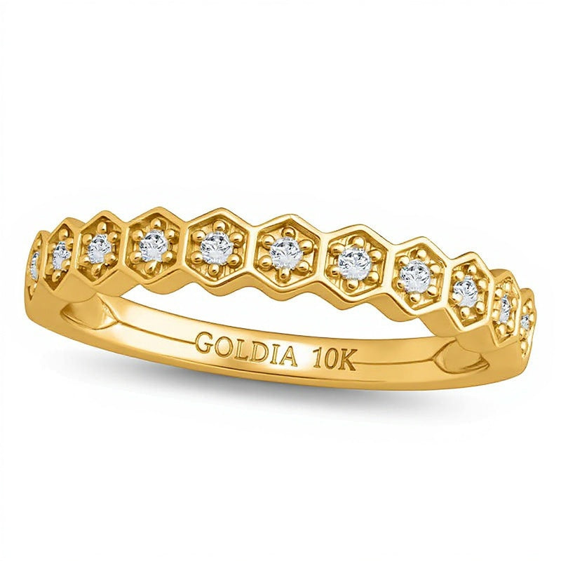 0.1 ct. Gesamtgewicht Diamant Hexagon Ring zum Stapeln in 10K Gelbgold