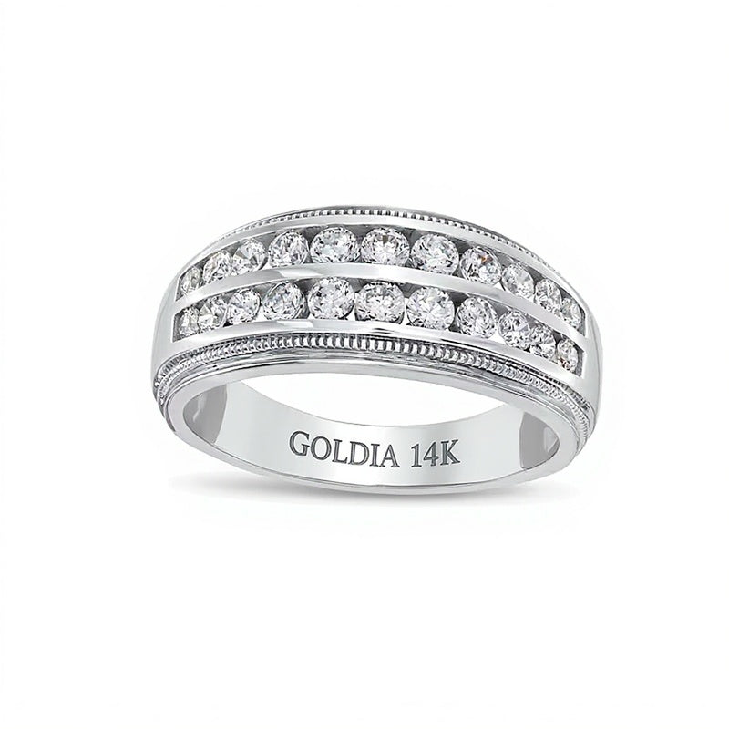 1.0 ct. Gesamtgewicht Labordiamant Ring zweireihig in 14K Weißgold (F/SI2)