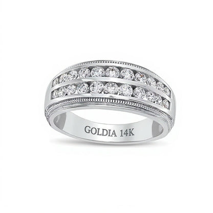 1.0 ct. Gesamtgewicht Labordiamant Ring zweireihig in 14K Weißgold (F/SI2)