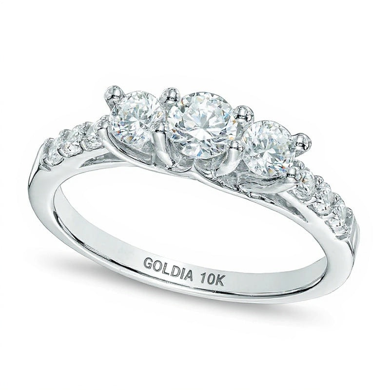 1.0 CT. TW Diamant Dreistein-Verlobungsring in 10K Weißgold