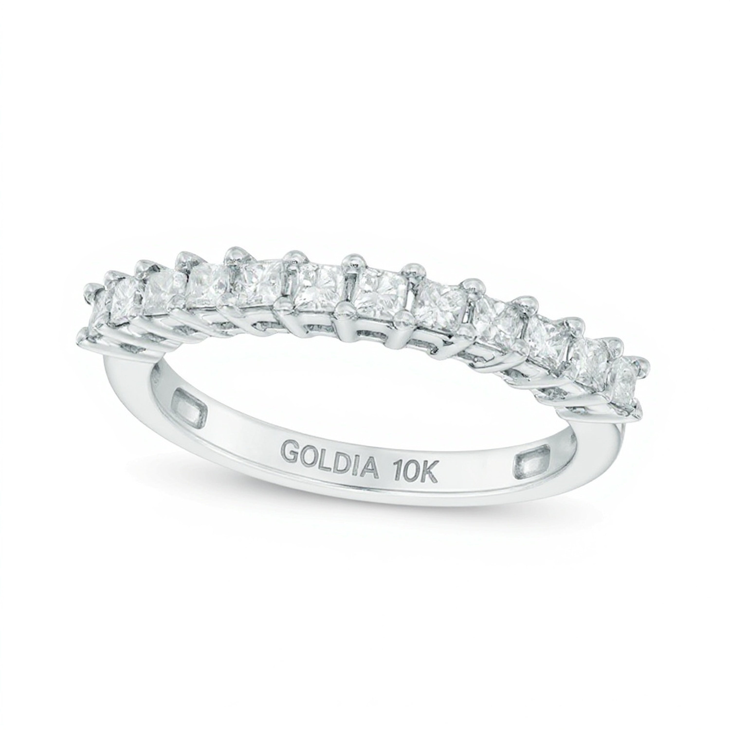 0.5 ct. Gesamtgewicht Memoire-Ring mit Diamanten im Princess-Schliff in 10K Weißgold