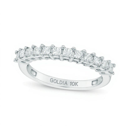 0.5 ct. Gesamtgewicht Memoire-Ring mit Diamanten im Princess-Schliff in 10K Weißgold
