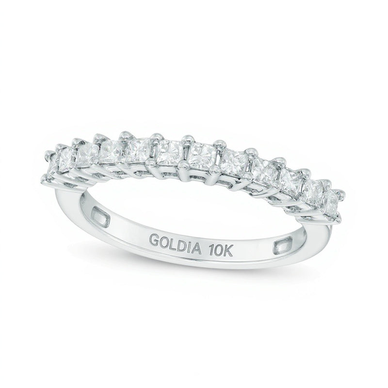 0.5 ct. Gesamtgewicht Memoire-Ring mit Diamanten im Princess-Schliff in 10K Weißgold