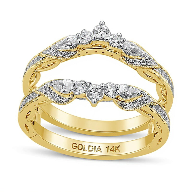 0.75 ct. Gesamtgewicht Ring mit tropfenförmigen Diamanten im Vintage-Stil aus 14K Gelbgold