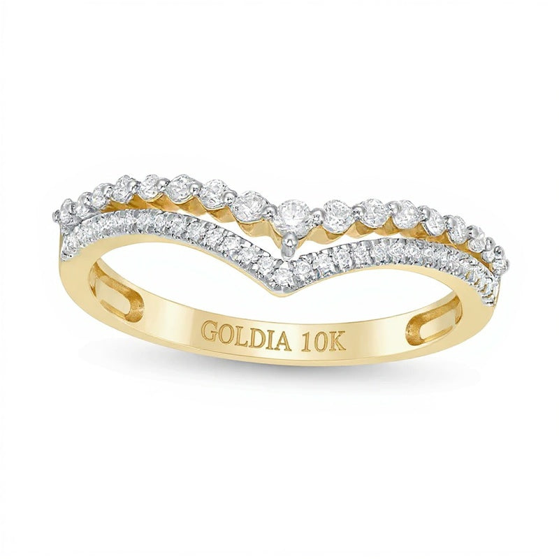 0.25 ct. Gesamtgewicht Diamant Memoire-Ring mit doppeltem Chevron in 10K Gelbgold