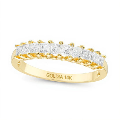 0.5 ct. Gesamtgewicht Ring mit Diamanten im Princess-Schliff, High-Profile, zehn Steine, aus 14K Gelbgold
