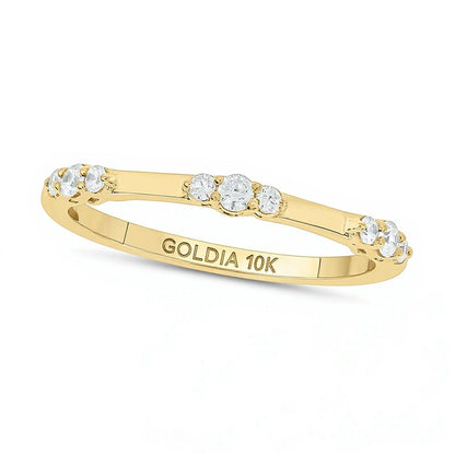 0,17 ct. Gesamtgewicht Diamant Bambus-Ring zum Stapeln in 10K Gelbgold