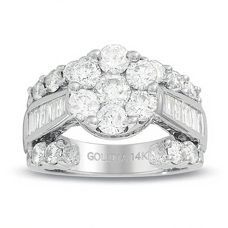 Verlobungsring Blume mit Diamanten 4.0 ct. Gesamtgewicht in 14K Weißgold