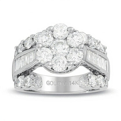 Verlobungsring Blume mit Diamanten 4.0 ct. Gesamtgewicht in 14K Weißgold