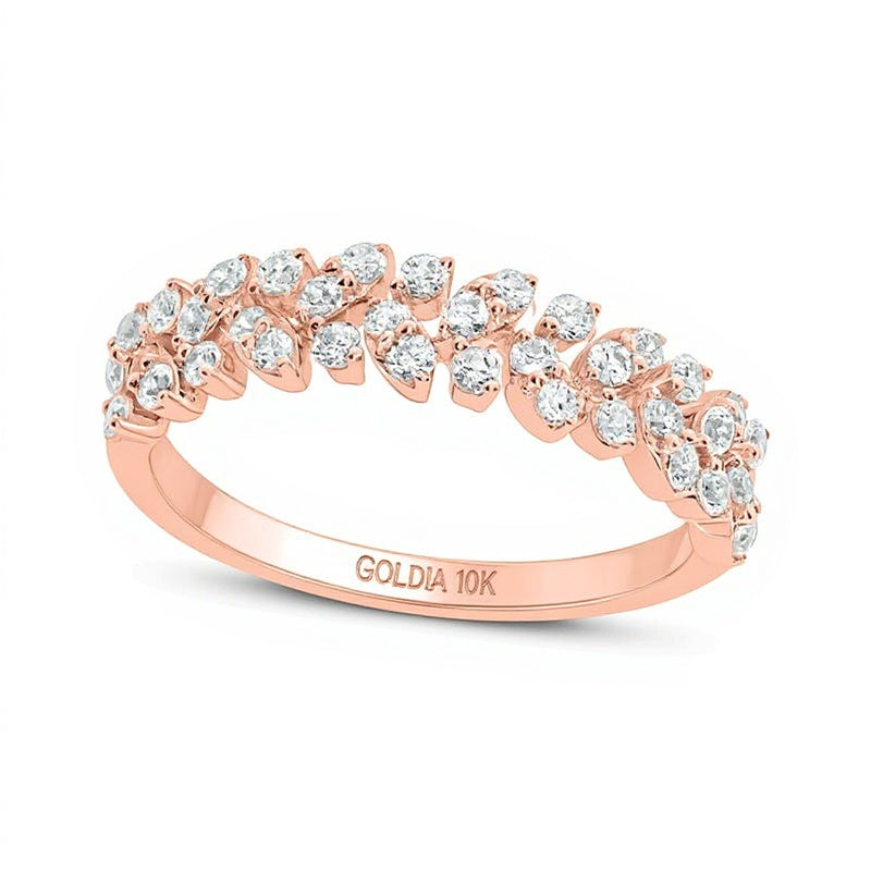 0.5 ct. Gesamtgewicht Diamant Memoire-Ring mit Blattranken-Motiv in 10K Roségold