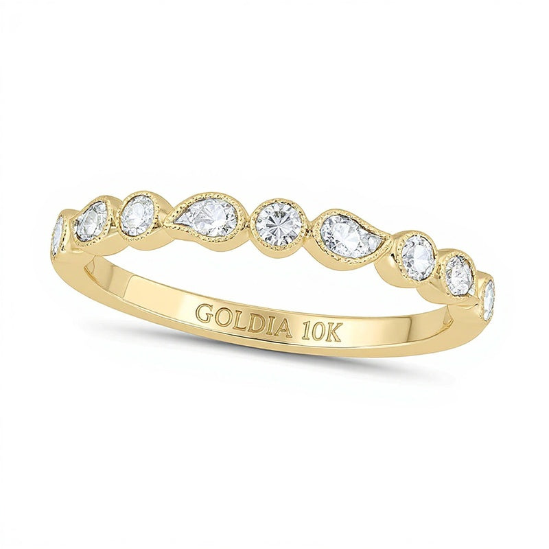 0.2 ct. Gesamtgewicht Diamant Paisley stapelbarer Ring in 10K Gelbgold