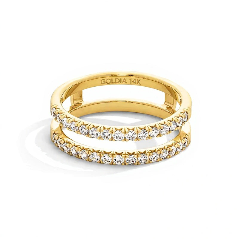 0,5 ct. Gesamtgewicht Labordiamant Solitär Enhancer in 14K Gelbgold (F/VS2)