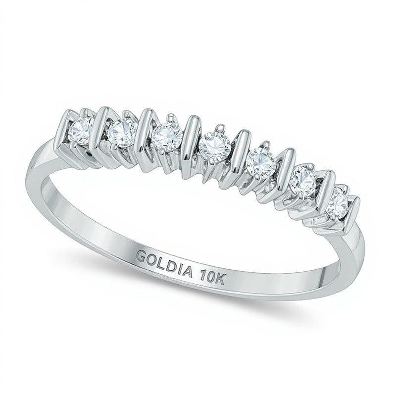 0.1 ct. Gesamtgewicht Diamant Sieben-Stein Ehering in 10K Weißgold