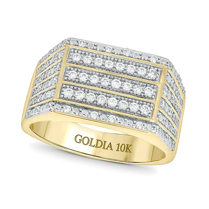 0.38 ct. Gesamtgewicht Diamant Fashion-Ring mehrreihig in 10K Gelbgold