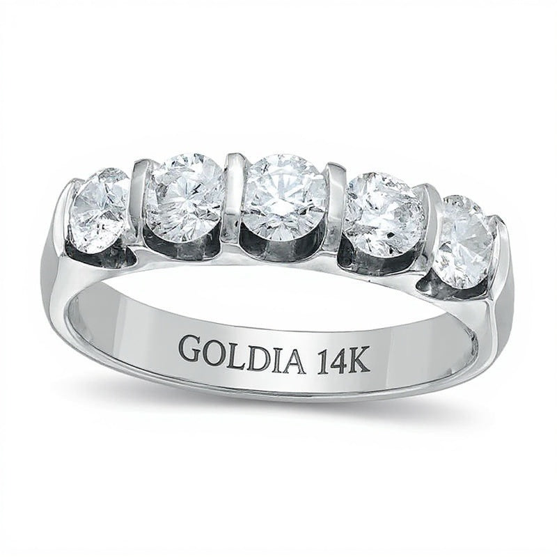 Ring mit 1.0 ct. Gesamtgewicht Diamanten und fünf Steinen in 14K Weißgold