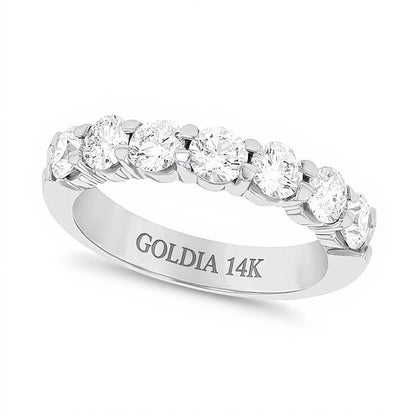 1.5 ct. Gesamtgewicht Diamant Memoire-Ring mit sieben Steinen aus 14K Weißgold
