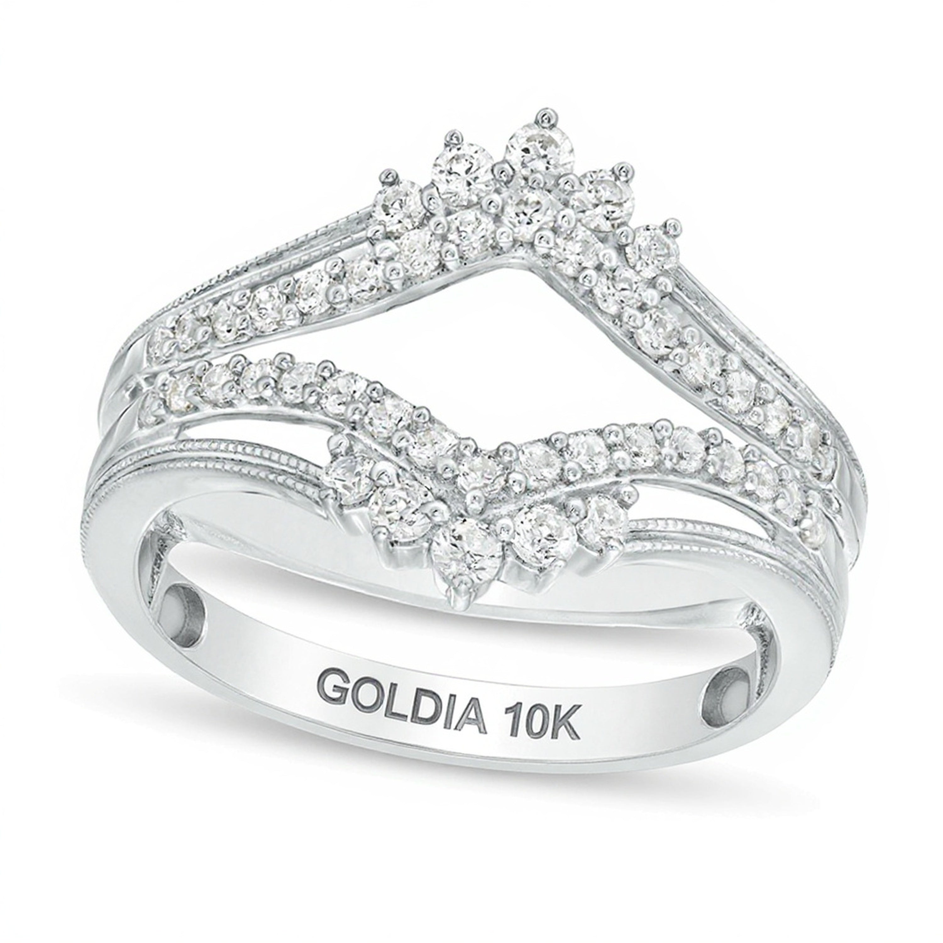 0.5 ct. Gesamtgewicht Diamant Solitär-Enhancer im Vintage-Stil mit Krone in 10K Weißgold