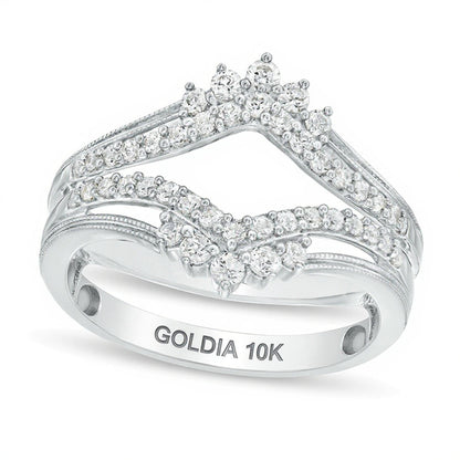 0.5 ct. Gesamtgewicht Diamant Solitär-Enhancer im Vintage-Stil mit Krone in 10K Weißgold