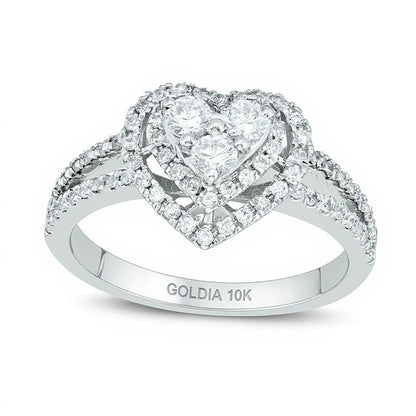 0.5 ct. Gesamtgewicht Diamant Herz-Ring in 10K Weißgold