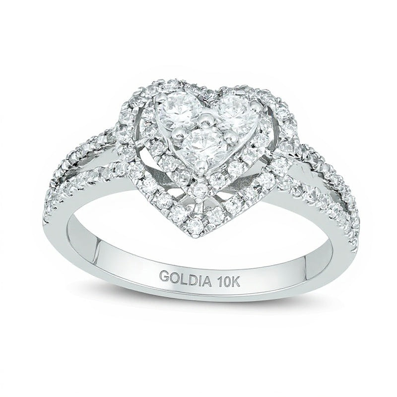 0.5 ct. Gesamtgewicht Diamant Herz-Ring in 10K Weißgold