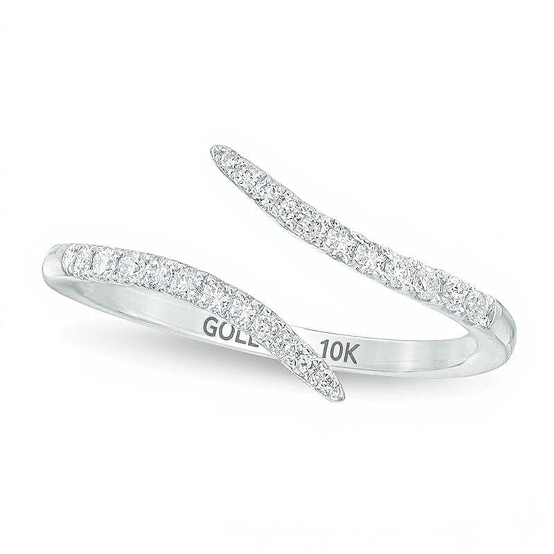 0.2 ct. Gesamtgewicht Diamant Bypass Wickelring in 10K Weißgold