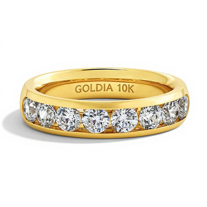 2.0 ct. Gesamtgewicht Labordiamant Ring kanalgefasst in 10K Gelbgold (F/VS2)