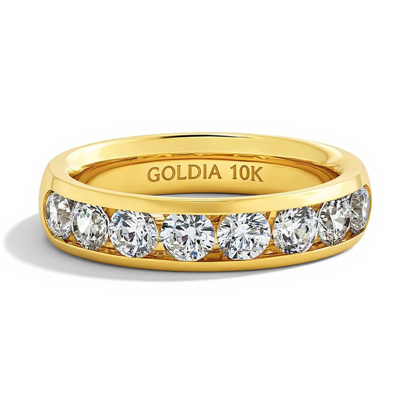 2.0 ct. Gesamtgewicht Labordiamant Ring kanalgefasst in 10K Gelbgold (F/VS2)