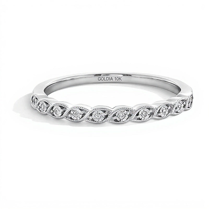 Ring mit Diamanten im Vintage-Stil zum Stapeln in 10K Weißgold