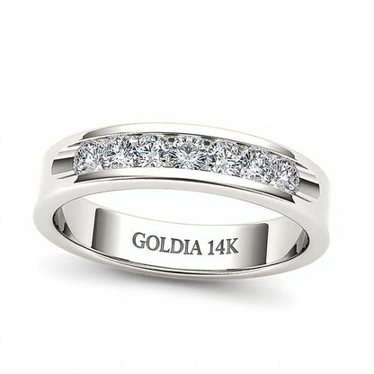 Ehering mit 0.5 CT. Gesamtgewicht Diamanten im Rundschliff in 14K Weißgold