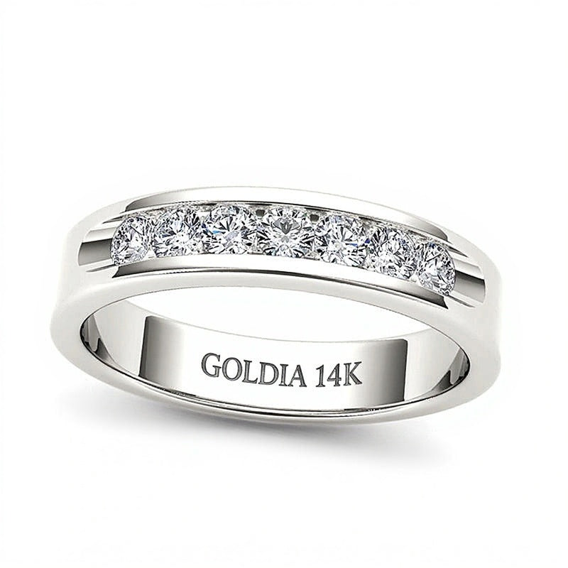 Ehering mit 0.5 CT. Gesamtgewicht Diamanten im Rundschliff in 14K Weißgold